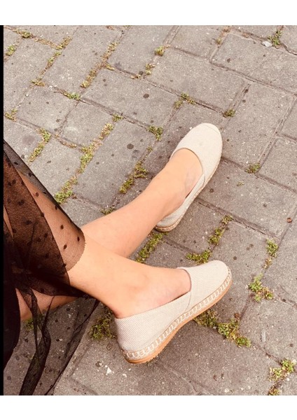 Kadın Babet Espadril Bej Keten Günlük Ayakkabı modelleri