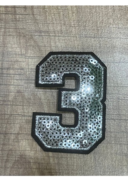 6x5 cm Ütü Ile Yapışan Paayetli 3 Rakamı Arma Yama Dikiş Aksesuarı