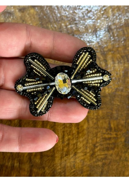 6x4 cm Taş Boncuk Işleme Fiyonk Arma Yama Dikiş Hobi Aksesuarı
