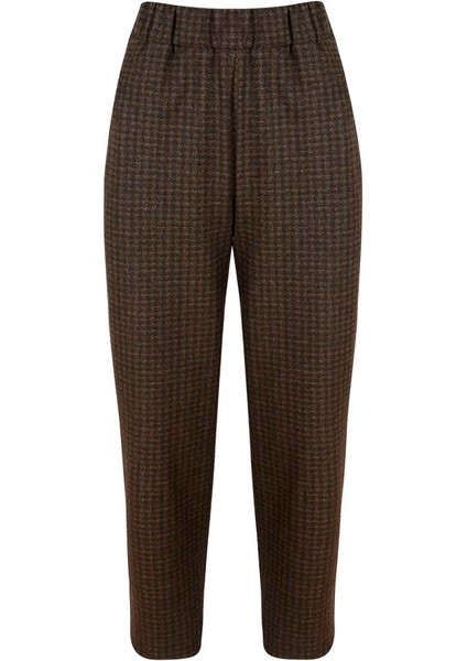 Beli Lastikli Cigarette Pantolon - Kahve