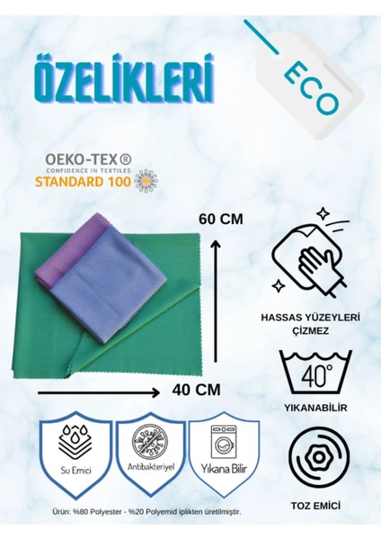 Mikrofiber 3'lü Su Emici Iz Bırakmayan Cam Temizlik Bezi Seti 40X60 Cfbz