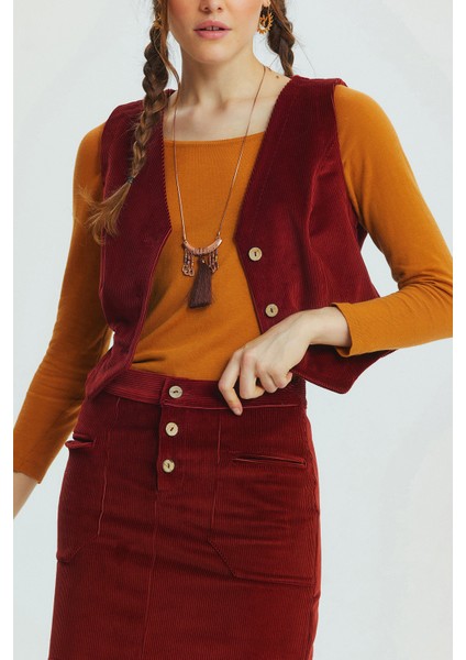 Bohem Fitilli Kadife Mini Etek Bordo indirimleri