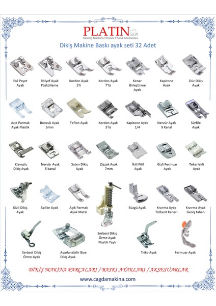 32 Parça Dikiş Makine Ayak Seti