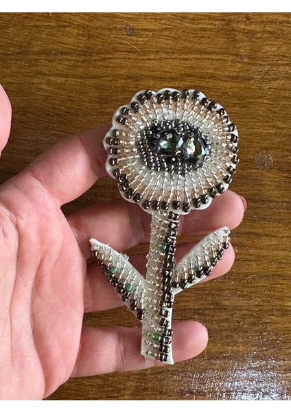 11X6 cm Taş Boncuk Işleme Çiçek Arma Yama Dikiş Aksesuarı