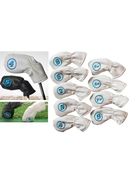 9 Adet Evrensel Fit Su Geçirmez Golf Kulübü Demir Kapak Koruma Başörtüsü Pu Beyaz (Yurt Dışından) indirimleri