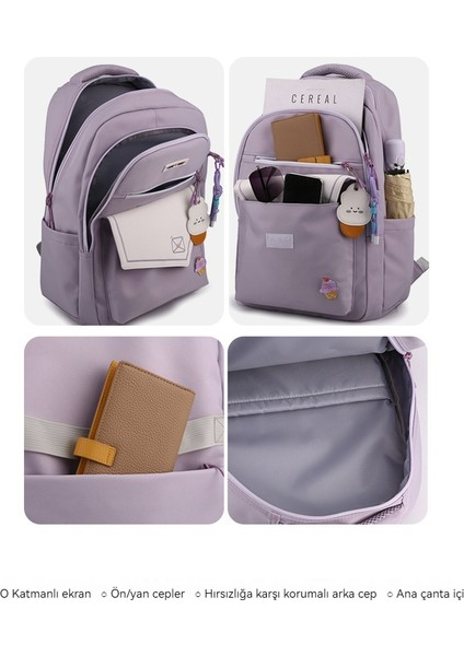 Su Geçirmez Büyük Kapasiteli Kız Öğrenci Okul Çantası, Omurga Yükü Azaltmak (Yurt Dışından) modelleri