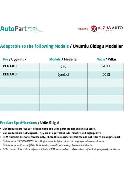 Renault Clio 2014 Için Ön Sol Cam Tamir Seti