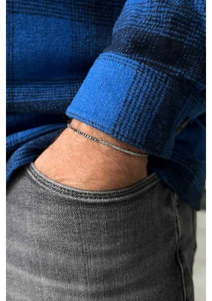 925 Ayar Gümüş 2mm Zirkon Taşlı Siyah-Beyaz Renk Tennis Erkek Bileklik FRJ11979-2079-AB2 fiyatları