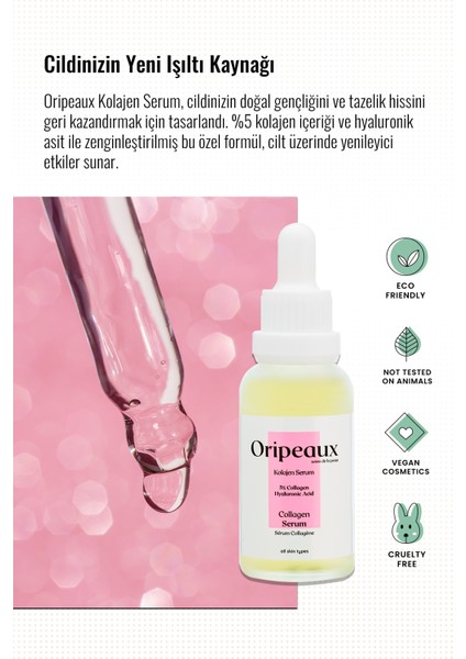 Yaşlanma Karşıtı Nemlendirici Collagen Serum Kolajen 5% Collagen,hyaluronic Acid 30 ml