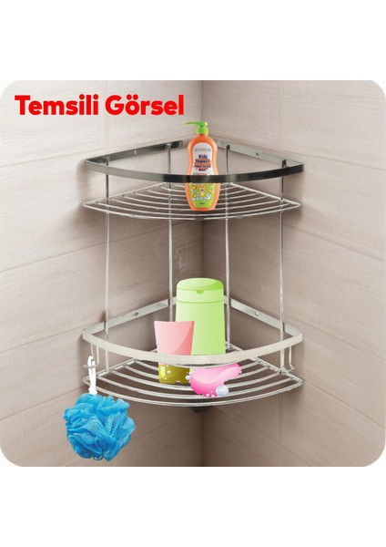 Köşelik Ilgaz Banyo Krom 2 Katlı Şampuan Askı Kese Sabun Duş Malzeme Estetik Köşe Raf Muhafaza fiyatları