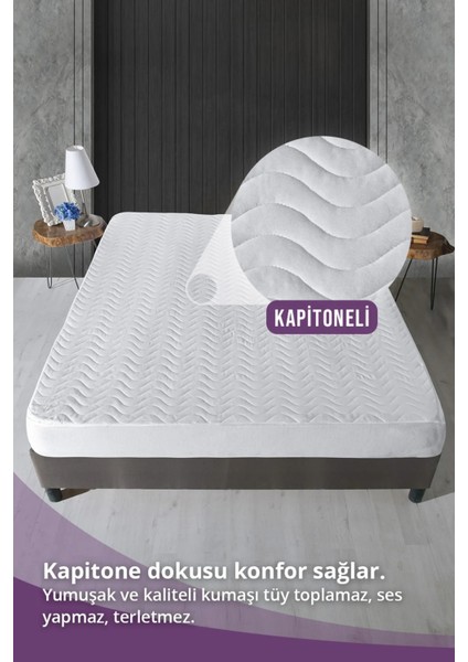 Kapitoneli Fitted Su Sıvı Geçirmez Yatak Koruyucu Alez 70x140cm