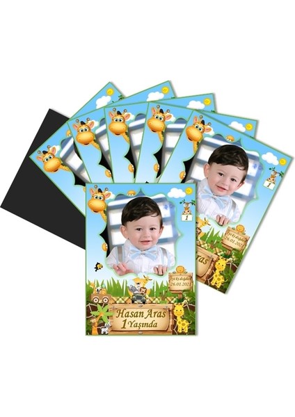 Safari Temalı Doğum Günü Magnet Hediye 6x9 18 Adet Poşetli