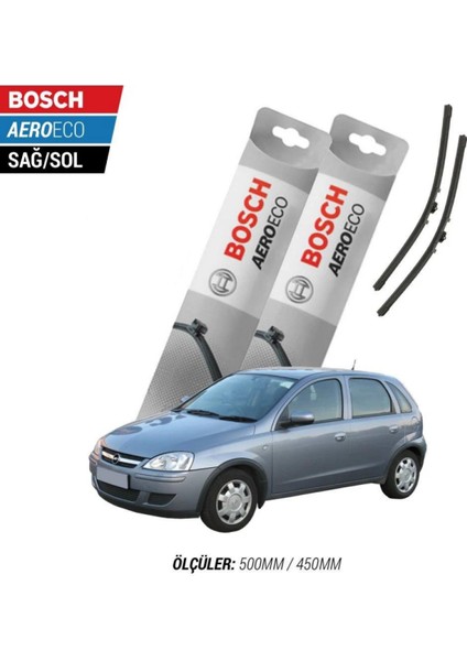 Opel Corsa C 2002 Model Bosch Aeroeco Muz Silecek Takımı