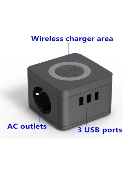 Wireless 2li Priz, 2.4 Amper, 3xusb, 2xpriz Çoklayıcı, Lımıted Siyah