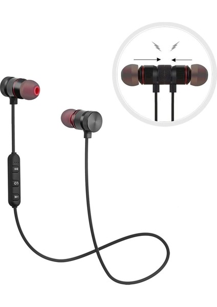 A1 Sport Kablosuz Manyetik Bluetooth Kulaklık Siyah