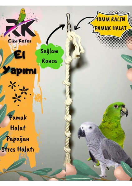 Papağan Kuş Stres Halatı 10 mm Kalınlığında Pamuk Halat