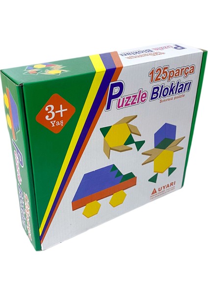 Wooden Toys 125 Parça Ahşap Eğitici Tangram Puzzle Blok Seti