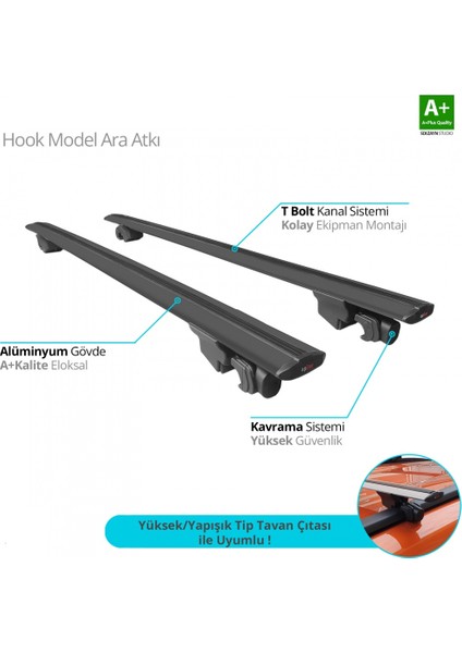 Vw Amarok 2010-2020 Hook Anahtarsız Model Siyah Ara Atkı