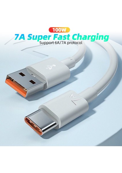 7A USB C Tipi Kablo 100 W Hızlı Şarj Kablosu Usb-C Şarj Veri Kablosu Cep Telefonu C Tipi Kablo Samsung S21 Ultra S20 Poco (Yurt Dışından)