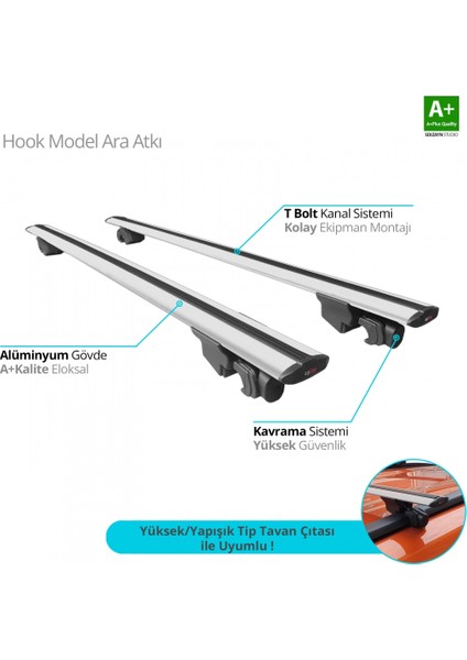 Ssangyong Rexton 2012-2017 Hook Anahtarsız Model Gri Ara Atkı