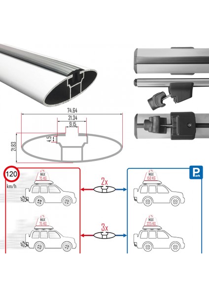 Ssangyong Rexton 2012-2017 Hook Anahtarsız Model Gri Ara Atkı