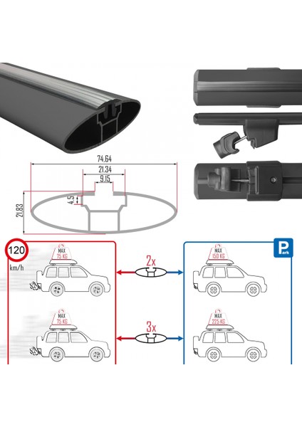 Kia Ceed (Jd) Sw 2012-2018 Hook Anahtarlı Model Siyah Ara Atkı