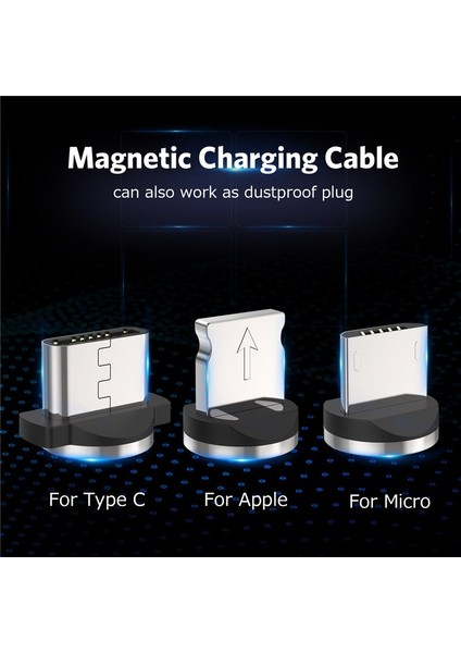 Uslıon LED Manyetik Mikro USB Kablosu Hızlı Şarj Tipi C Mikro Kablo Mıknatıs Şarj Cihazı Samsung Xiaomi Adaptörü USB iPhone 11 (Yurt Dışından)