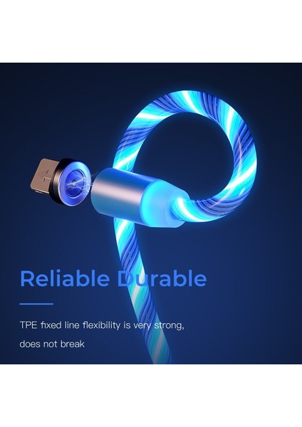 Aydınlık Manyetik Şarj Kablosu LED Glow Tip C Kablo Mıknatısı Hızlı Şarj iPhone Samsung Cep Telefonu Mikro USB C Tel Kablosu (Yurt Dışından)