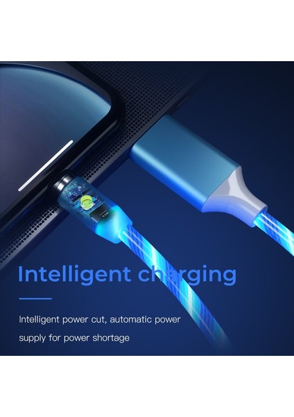 Aydınlık Manyetik Şarj Kablosu LED Glow Tip C Kablo Mıknatısı Hızlı Şarj iPhone Samsung Cep Telefonu Mikro USB C Tel Kablosu (Yurt Dışından)