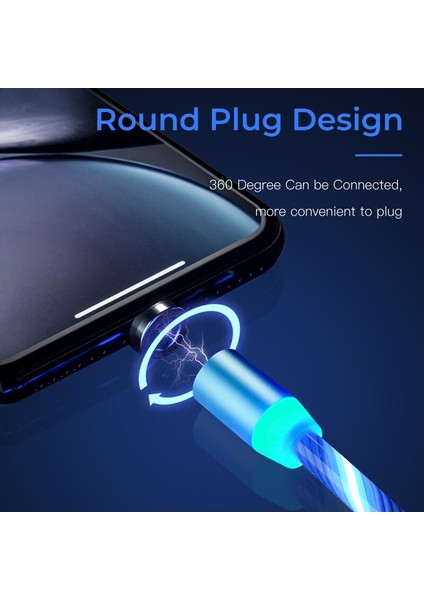 Aydınlık Manyetik Şarj Kablosu LED Glow Tip C Kablo Mıknatısı Hızlı Şarj iPhone Samsung Cep Telefonu Mikro USB C Tel Kablosu (Yurt Dışından)