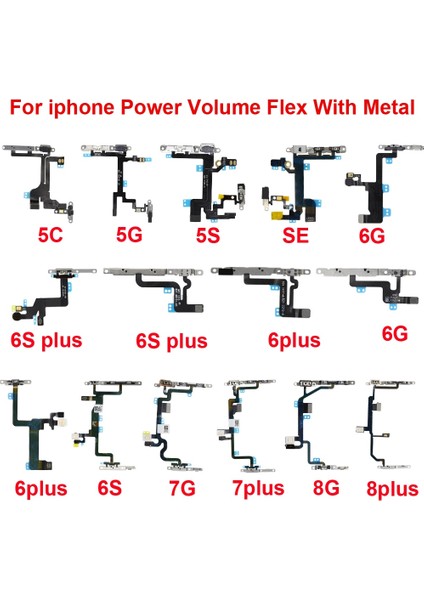 Adet Yeni Yüksek Kaliteli Power Flex Metal Tutucu ile iPhone 5 5 S 6 6 S 7 8 Artı Sessiz Anahtarı Güç Ses Düğmesi Flex Kablo (Yurt Dışından)