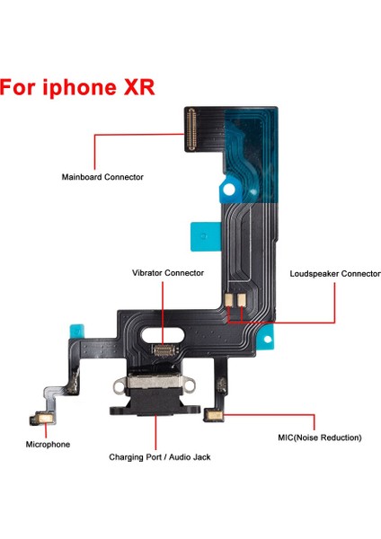 Adet Şarj Portu Flex Kablo Tamir Parçaları iPhone Xr USB Şarj Ünitesi Mikrofonlu Kulaklık Yedek Parça (Yurt Dışından)