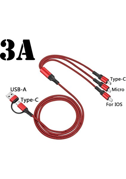 USB Tip C Pd Hızlı Şarj USB C Tip C Ios Mikro 3 In 1 3A Hızlı Şarj Kablosu Tel iPhone 12 11PRO iPad Xiaomi Mi (Yurt Dışından)