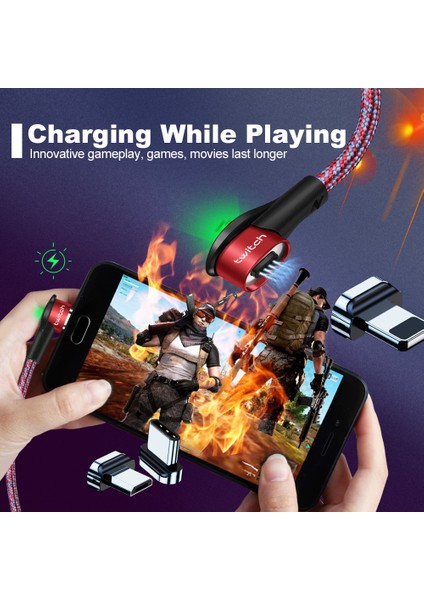 Twitch Manyetik Mikro USB Kablosu Tip C 90 Derece USB C Kablosu Samsung Xiaomi iphone Manyetik Şarj Cihazı Hızlı Şarj Veri Kablosu (Yurt Dışından) indirimleri