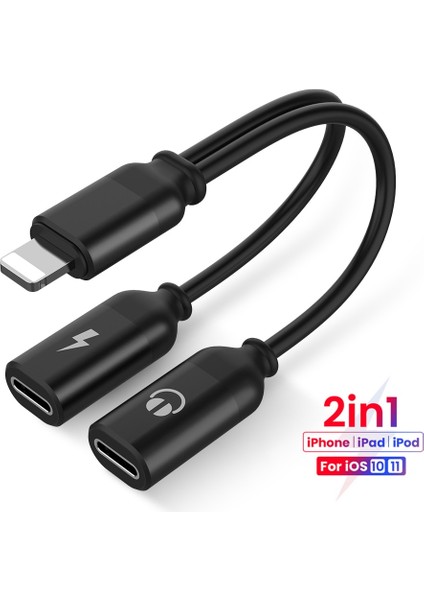 2ın1 Ses Adaptörü Şarj Aleti Kablosu 8pin To 2 8pin Ses Şarj Dönüştürücü Şarj Cihazı Ses Dağıtıcı Kablosu iPhone 14 13 12 11 Pro Max (Yurt Dışından)