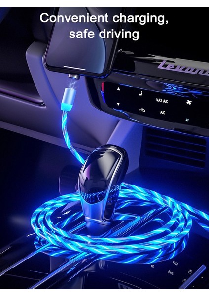 M Manyetik Şarj Cep Telefonu Kablosu USB Tip C Akış Aydınlık Aydınlatma Veri Kablosu Samsung Huawei LED Mikro Kablo (Yurt Dışından)
