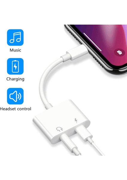 In 1 Ses Adaptörü Şarj Kulaklık Kablosu iPhone 11 12 Pro Max Xxs Aux Jack Kulaklık Aydınlatma 3.5mm Kulaklık Ayırıcı (Yurt Dışından)
