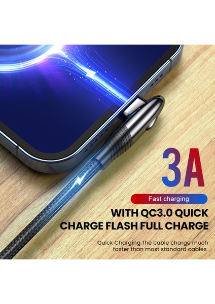 Elough USB C Tipi Kablo 90 Derece 3A Hızlı Şarj Kablosu Samsung Xiaomi Redmi Için Not 10 9 Huawei Cep Telefonları USB C Veri Kablosu (Yurt Dışından) modelleri