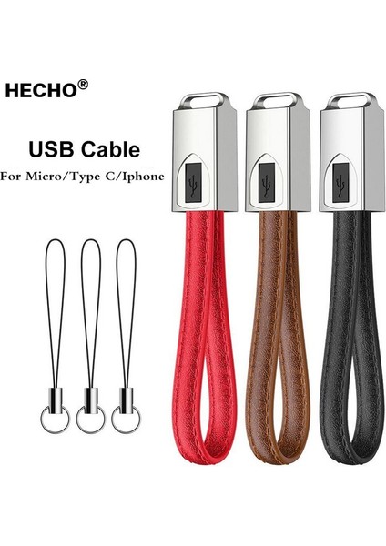 Anahtarlık Mikro USB C Tipi Kablo Mini Taşınabilir Şarj Cihazı Cep Telefonu Senkronizasyon Veri Kablosu 20 cm Kısa USB C Kablosu iPhone Xiaomi Redmi Için (Yurt Dışından)