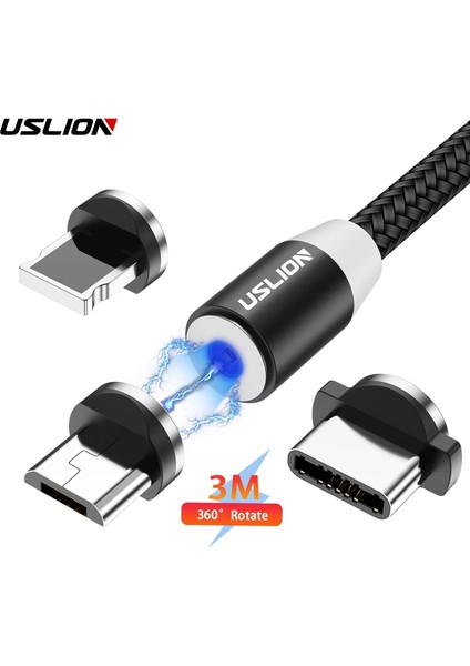 Uslıon Manyetik Mikro USB Kablosu Samsung S10 S9 Tip-C Şarj Şarj iPhone Xs Xr 8 7 Mıknatıs Şarj Cihazı USB C Tipi Kablolar (Yurt Dışından)