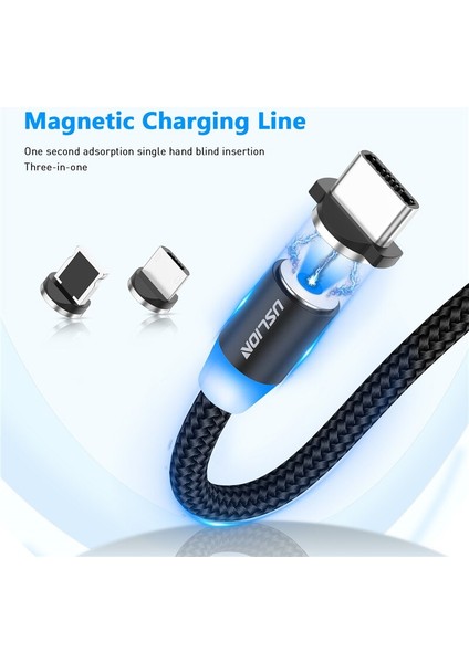 Uslıon Manyetik Mikro USB Kablosu Samsung S10 S9 Tip-C Şarj Şarj iPhone Xs Xr 8 7 Mıknatıs Şarj Cihazı USB C Tipi Kablolar (Yurt Dışından)