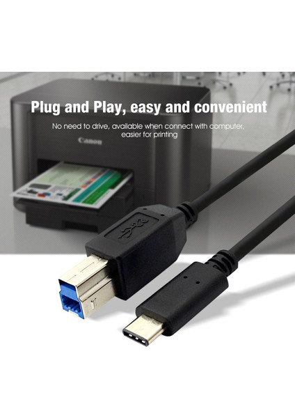 Ft Usb-C USB 3.1 C Tipi Konnektör USB 3.0 B Tipi Erkek Veri Kablosu Mac Pro Dell Cep Telefonu Yazıcı Sabit Disk 1 M (Yurt Dışından)