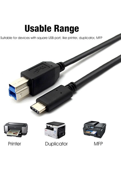 Ft Usb-C USB 3.1 C Tipi Konnektör USB 3.0 B Tipi Erkek Veri Kablosu Mac Pro Dell Cep Telefonu Yazıcı Sabit Disk 1 M (Yurt Dışından)