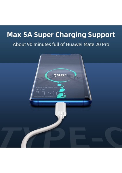 Aufu 5A 2 M USB C Tipi Kablo Hızlı Şarj Cep Telefonu Şarj Cihazı C Tipi Veri USB Kablosu Huawei P40 Xiaomi Redmi 1 M 0.5 M 1.5 M (Yurt Dışından)