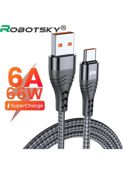 6A USB C Tipi Kablo Samsung Xiaomi 66 W Pd USB C Kablosu Cep Telefonu Hızlı Şarj Kablosu Usb-C Tip-C Veri Kablosu 0.5 M/1 M/2 M/3 M (Yurt Dışından)