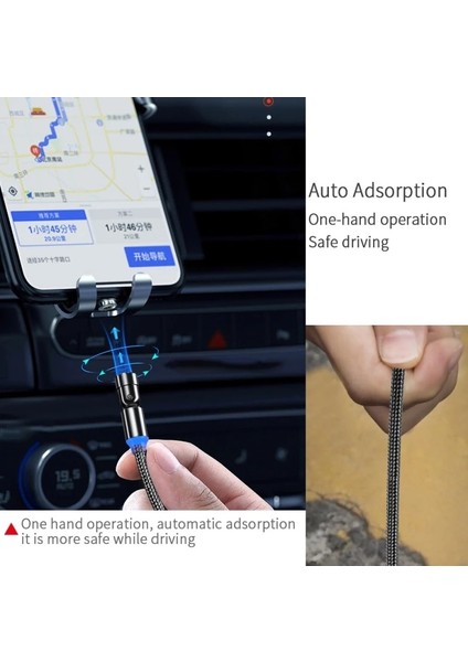 3'ü 1 Arada Manyetik Dönen Hızlı Şarj Kablosu Tarih Kablosu 3A 360 Döndür Manyetik Kablo Mikro USB C Tipi Kablo iPhone Samsung Için (Yurt Dışından) indirimleri