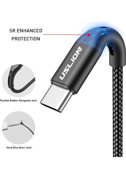 3A USB C Tipi Kablo Tel Samsung S20 S10 Artı Xiaomi MI11 Cep Telefonu Hızlı Şarj USB C Kablosu C Tipi Şarj Kabloları (Yurt Dışından)