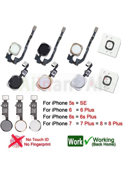 Geri Dönüş Tam Fonksiyonlu Ana Sayfa Düğmesi Flex iPhone 6 6s 7 8 Artı 5s Se Orijinal Ev Uzatma Konektörü Flex Kablo No Touch Id (Yurt Dışından) fiyatları