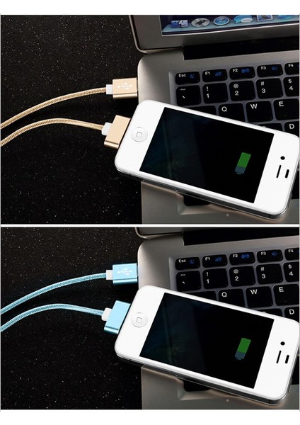 Voxlınk USB Kablosu Naylon Örgülü Hızlı Şarj Kablosu iPad 1 30 Pin Metal Tıpa Senkronizasyon Verileri USB Şarj Aleti Kablosu iphone 4 4 S 3gs (Yurt Dışından) indirimleri