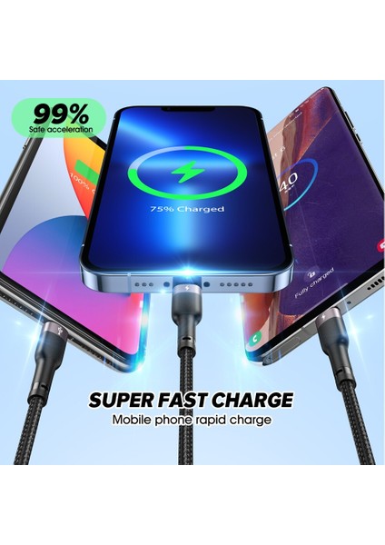 Elough 3 In 1 USB Kablosu iPhone 13 12 Pro 11 Xr Hızlı Şarj Mikro USB C Kablosu Xiaomi Samsung iPad Veri Tipi C Kablosu (Yurt Dışından)